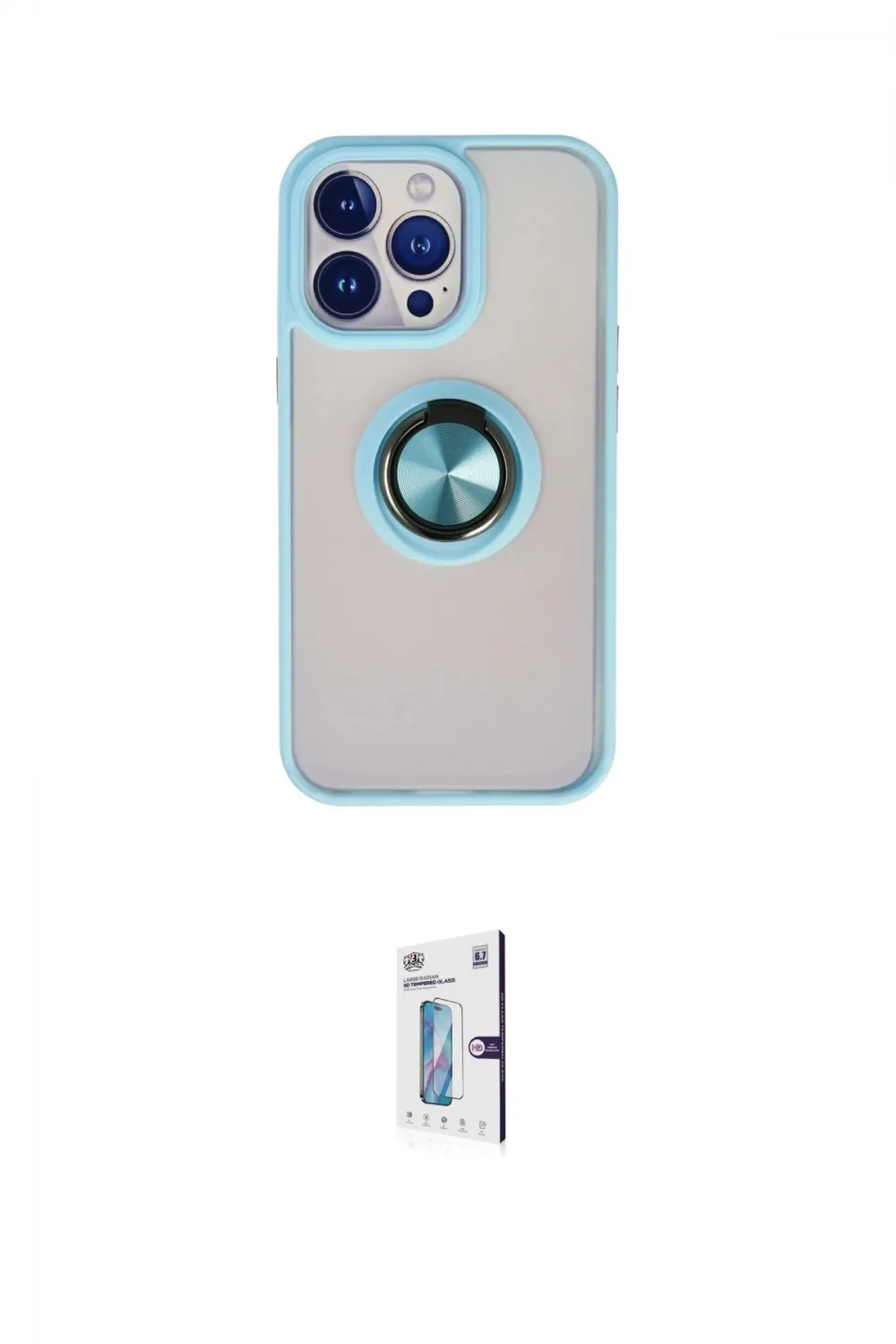 ieg™ iPhone 15 Pro Kılıf Yörünge Çizgi - Siyah Bilvis 0.18mm Plus Cam Ekran Koruyucu