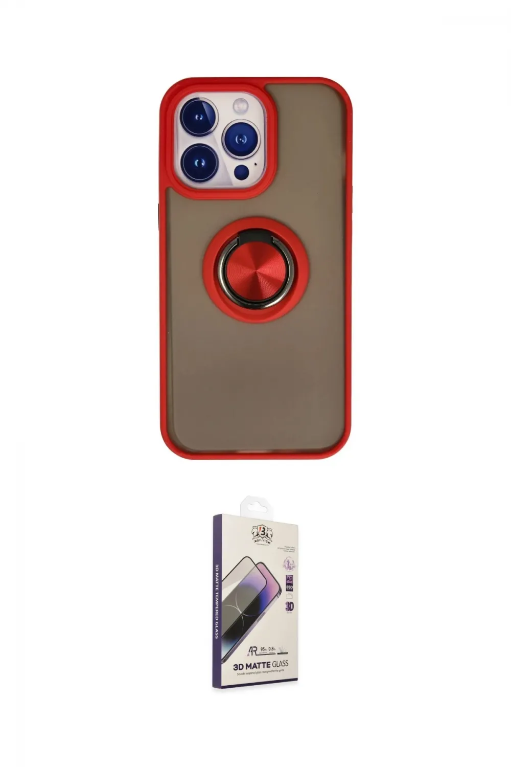ieg™ iPhone 15 Pro Kılıf Yörünge Çizgi - Siyah Bilvis 3D Mat Cam Ekran Koruyucu