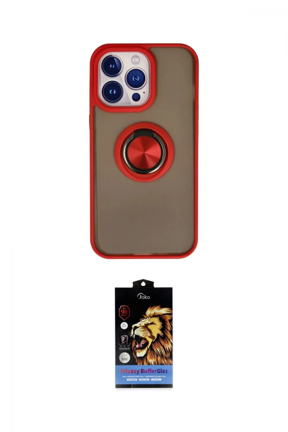 ieg™ iPhone 15 Pro Kılıf Yörünge Çizgi - Siyah Buffer Hayalet Cam Ekran Koruyucu