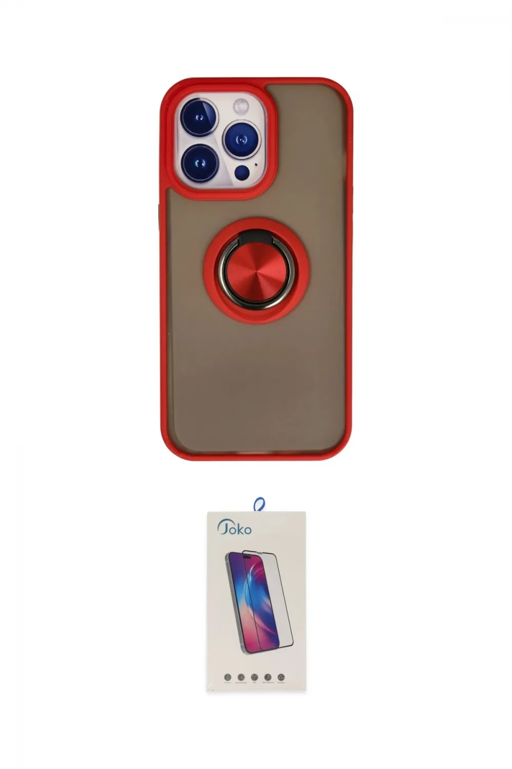 ieg™ iPhone 15 Pro Kılıf Yörünge Çizgi - Siyah Joko 5D Cam