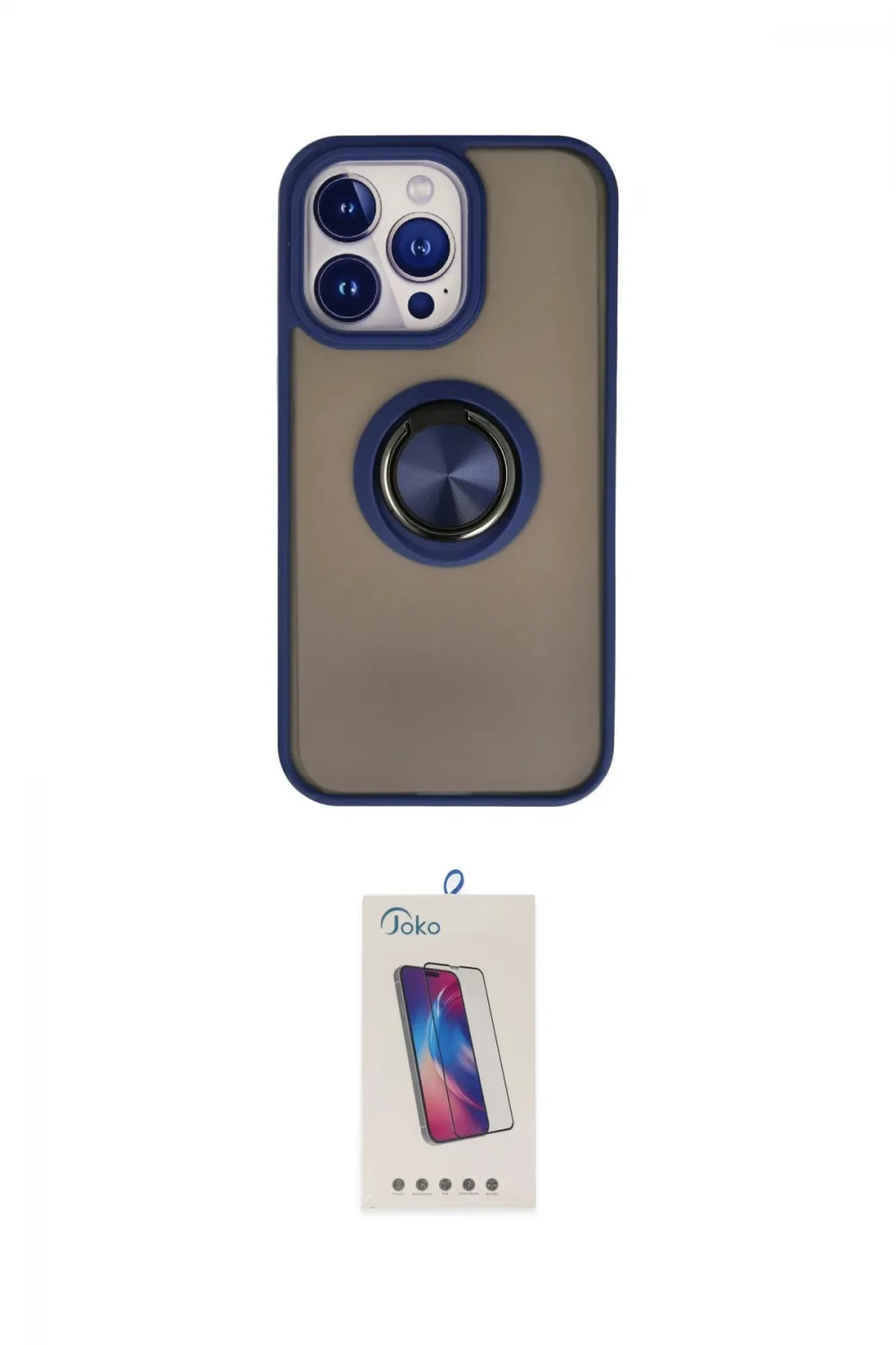 ieg™ iPhone 15 Pro Kılıf Yörünge Çizgi - Siyah Joko 5D Cam