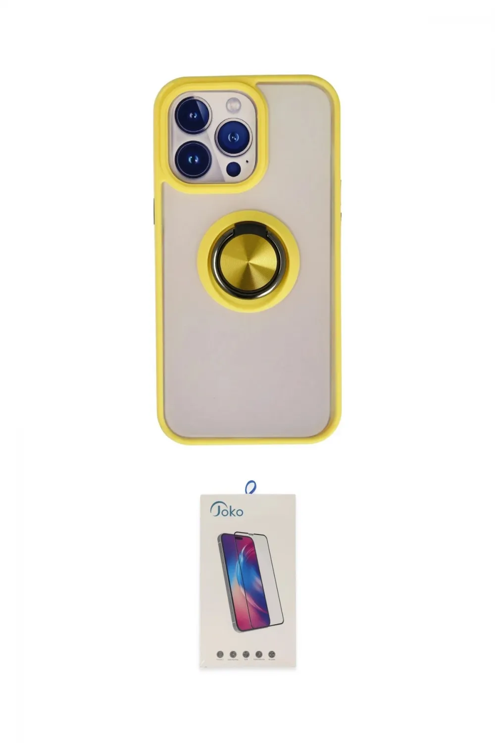 ieg™ iPhone 15 Pro Kılıf Yörünge Çizgi - Siyah Joko 5D Cam