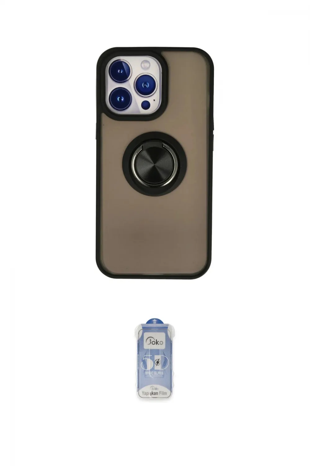 ieg™ iPhone 15 Pro Kılıf Yörünge Çizgi - Siyah Joko Magic 5D Cam