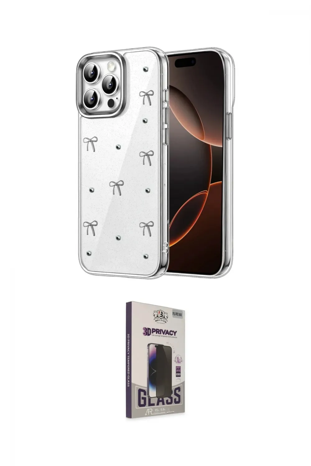 ieg™ iPhone 15 Pro Kılıf Yörünge Form - Siyah Bilvis Hayalet Cam Ekran Koruyucu