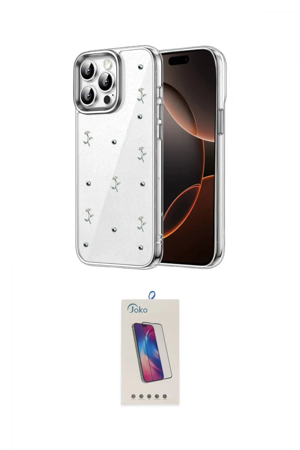 ieg™ iPhone 15 Pro Kılıf Yörünge Form - Siyah Joko 5D Cam