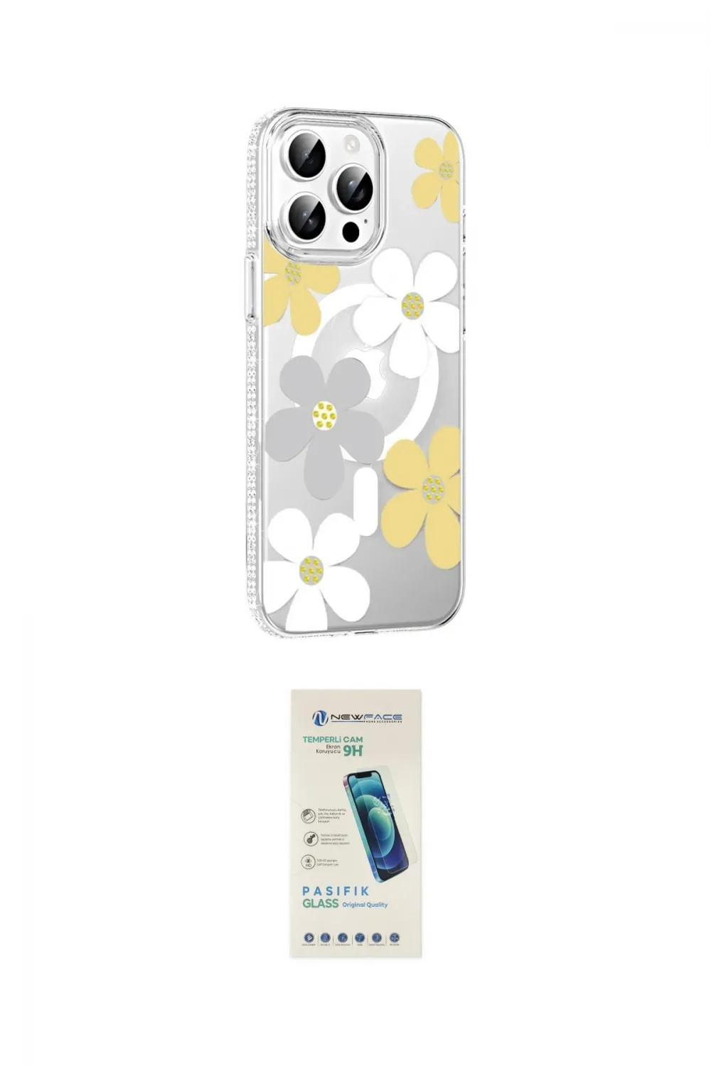 ieg™ iPhone 15 Pro Kılıf Yörünge Işık Prime - Şeffaf Pasifik Cam Ekran Koruyucu