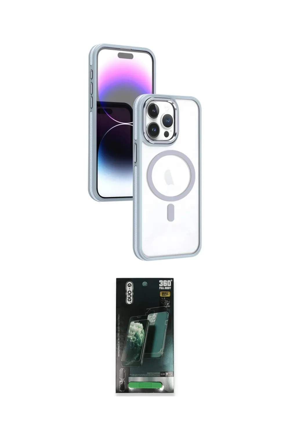 ieg™ iPhone 15 Pro Kılıf Yörünge Klasik - Siyah 360 Mat Full Body Arka Koruyucu