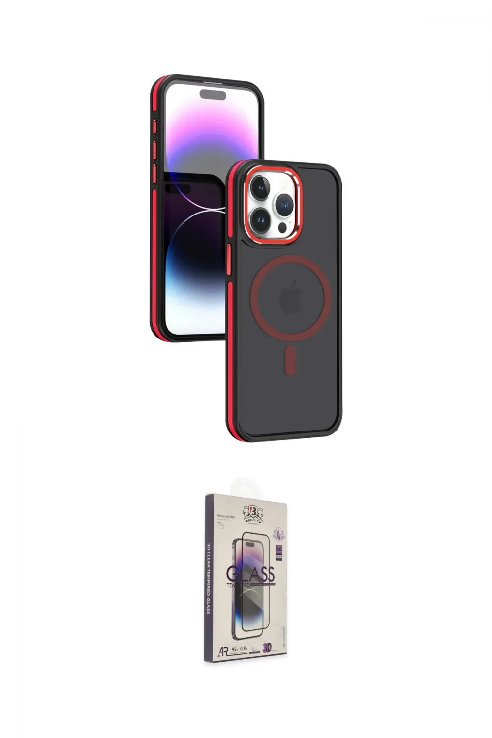 ieg™ iPhone 15 Pro Kılıf Yörünge Klasik - Siyah Bilvis 3D Cam Ekran Koruyucu
