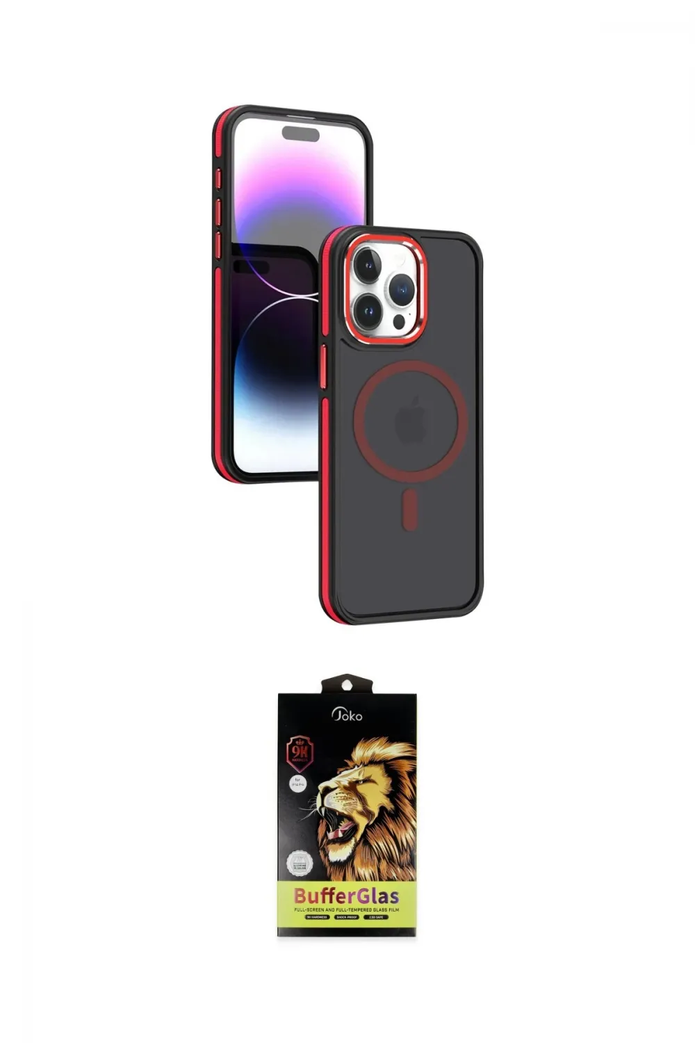 ieg™ iPhone 15 Pro Kılıf Yörünge Klasik - Siyah Buffer Cam Ekran Koruyucu