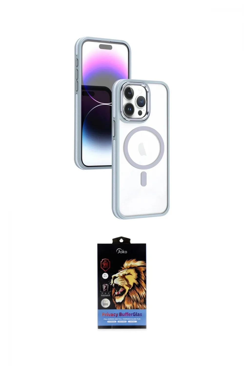 ieg™ iPhone 15 Pro Kılıf Yörünge Klasik - Siyah Buffer Hayalet Cam Ekran Koruyucu