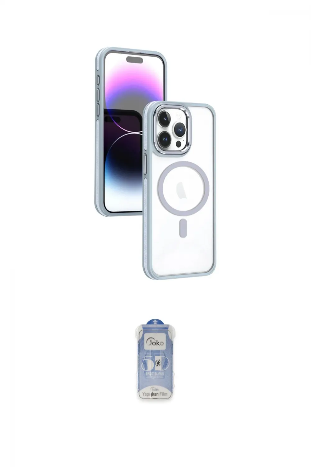 ieg™ iPhone 15 Pro Kılıf Yörünge Klasik - Siyah Joko Magic 5D Cam