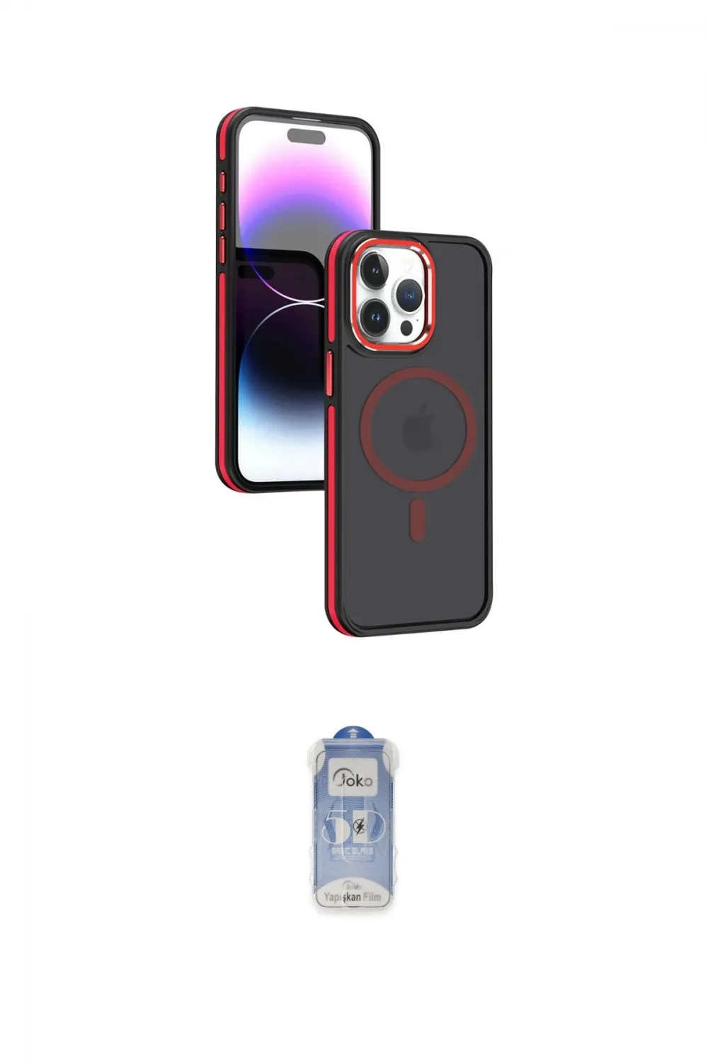 ieg™ iPhone 15 Pro Kılıf Yörünge Klasik - Siyah Joko Magic 5D Cam