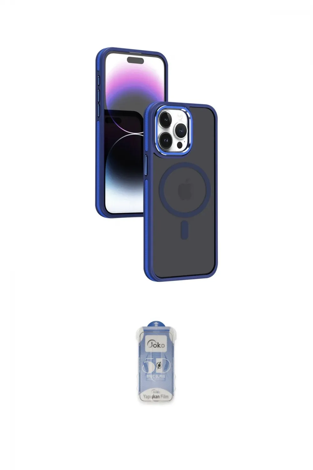 ieg™ iPhone 15 Pro Kılıf Yörünge Klasik - Siyah Joko Magic 5D Cam