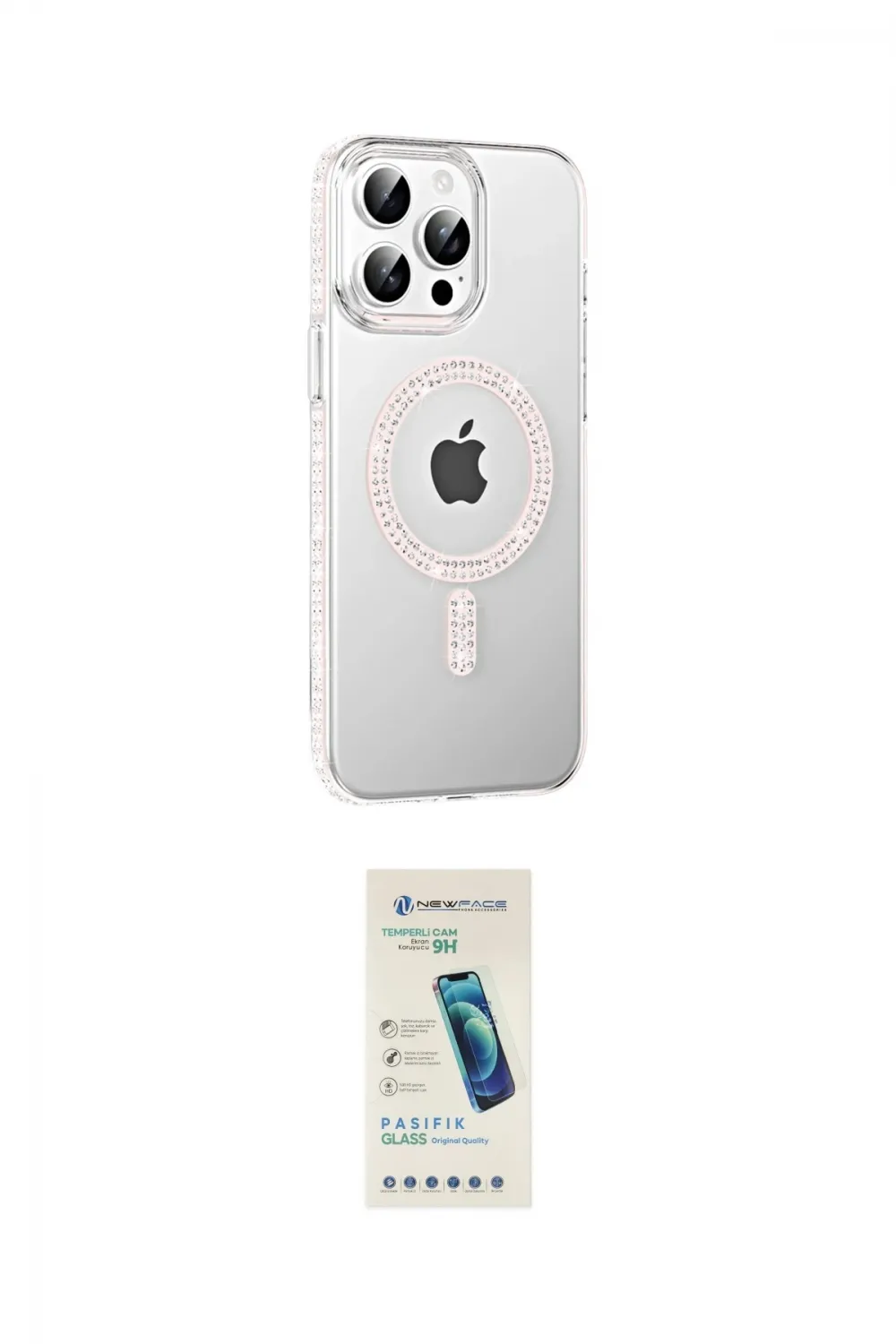 ieg™ iPhone 15 Pro Kılıf Yörünge Koleksiyonu - Şeffaf Pasifik Cam Ekran Koruyucu