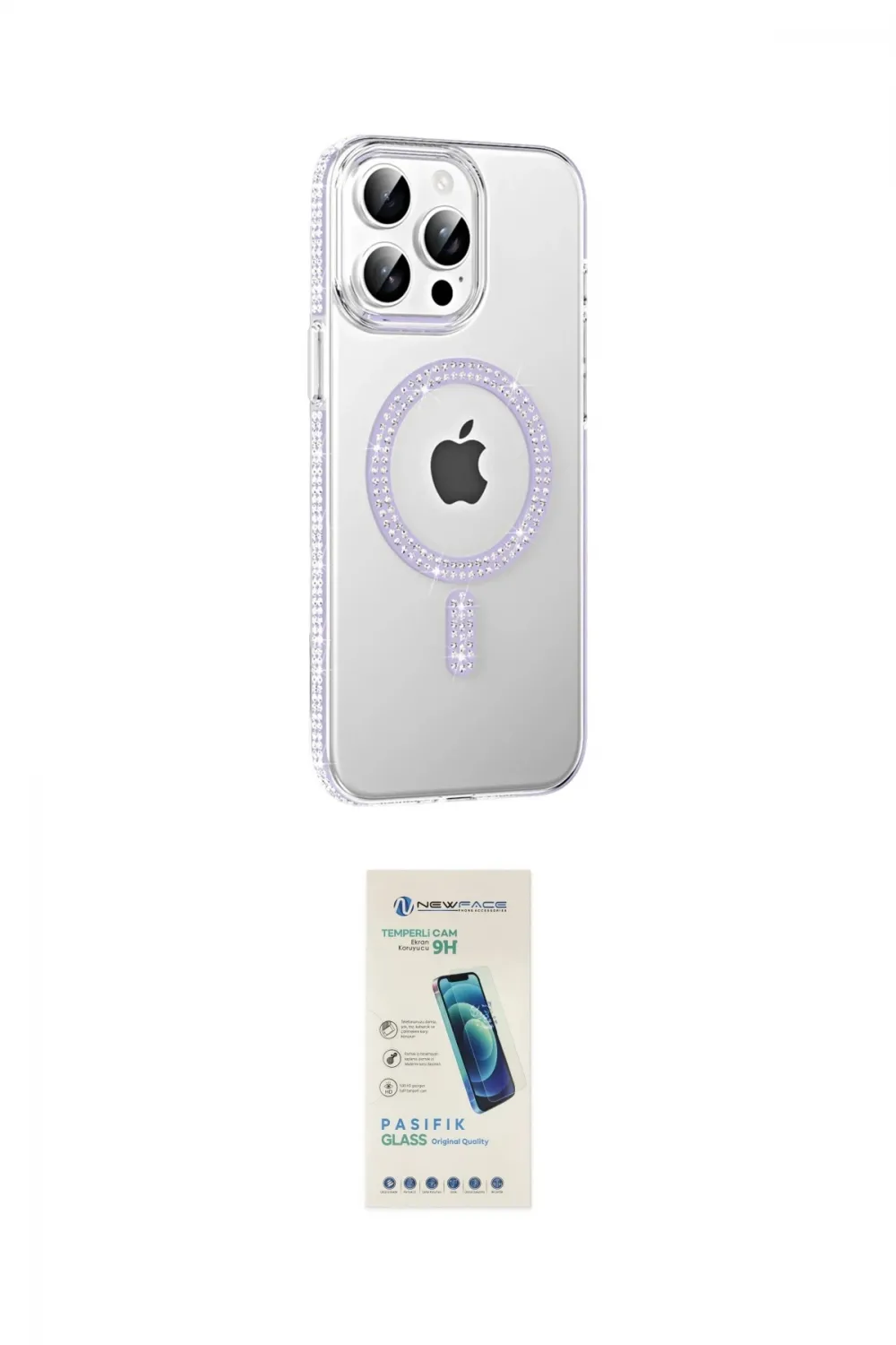 ieg™ iPhone 15 Pro Kılıf Yörünge Koleksiyonu - Şeffaf Pasifik Cam Ekran Koruyucu