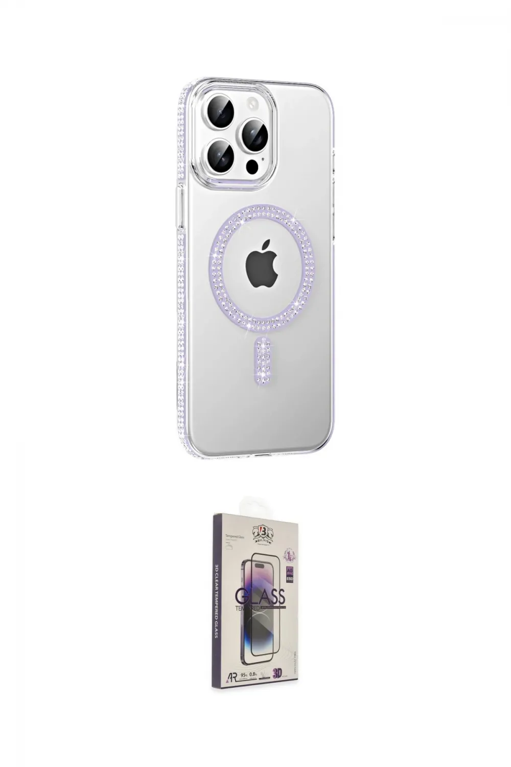 ieg™ iPhone 15 Pro Kılıf Yörünge Koleksiyonu - Siyah Bilvis 3D Cam Ekran Koruyucu