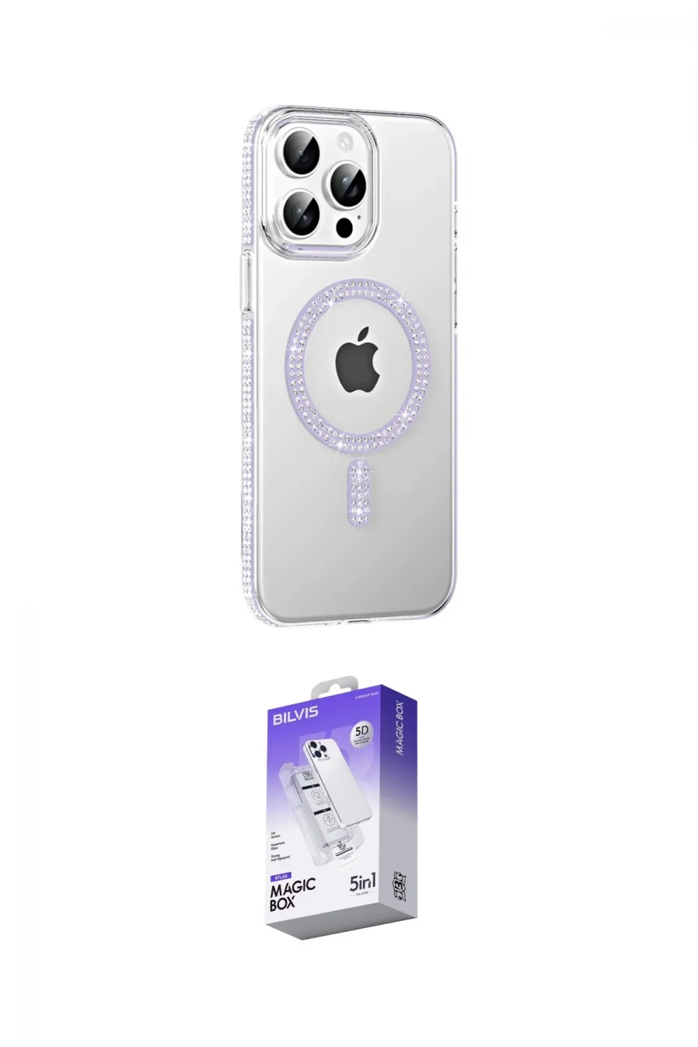 ieg™ iPhone 15 Pro Kılıf Yörünge Koleksiyonu - Siyah Bilvis 5in1 3D Magic Cam Ekran Koruyucu