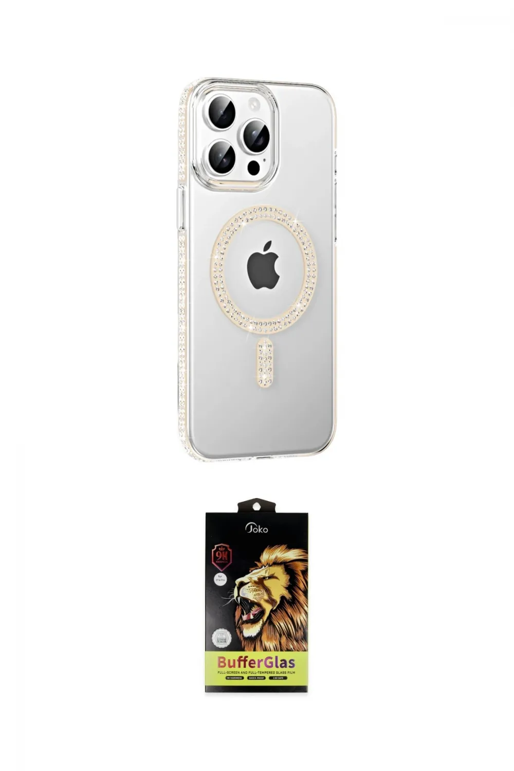 ieg™ iPhone 15 Pro Kılıf Yörünge Koleksiyonu - Siyah Buffer Cam Ekran Koruyucu