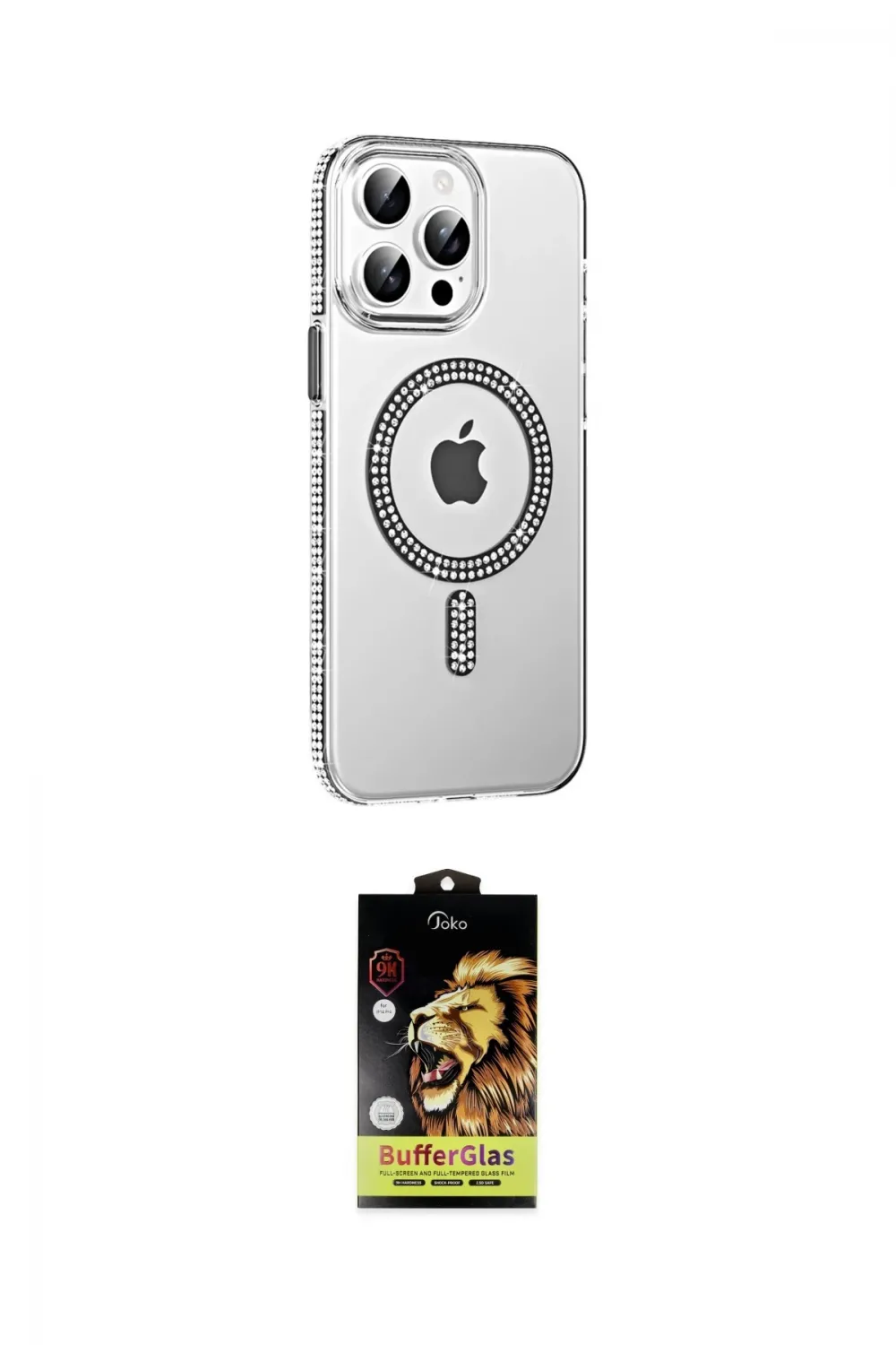 ieg™ iPhone 15 Pro Kılıf Yörünge Koleksiyonu - Siyah Buffer Cam Ekran Koruyucu