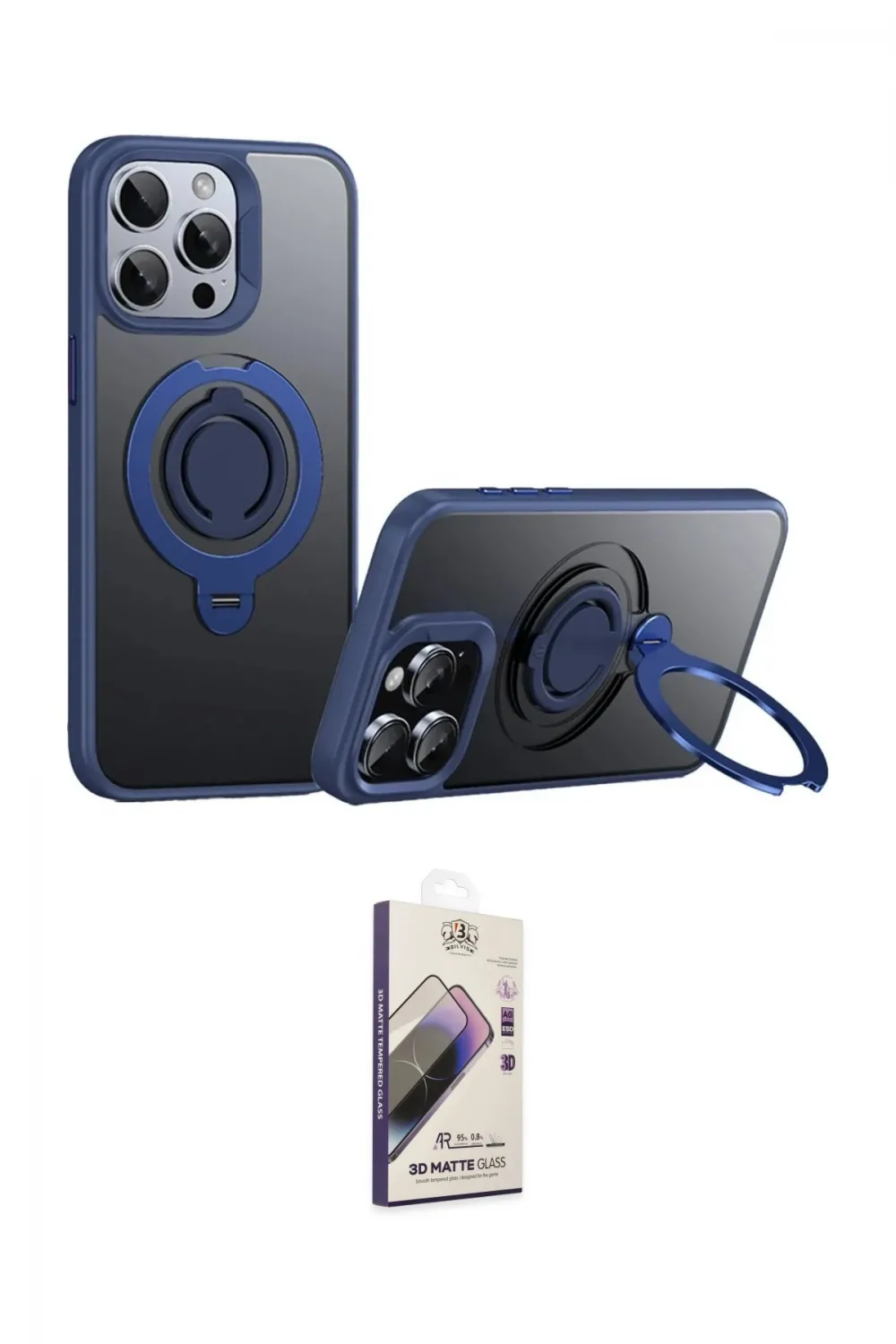 ieg™ iPhone 15 Pro Kılıf Zirve Çizgi Prime - Siyah Bilvis 3D Mat Cam Ekran Koruyucu