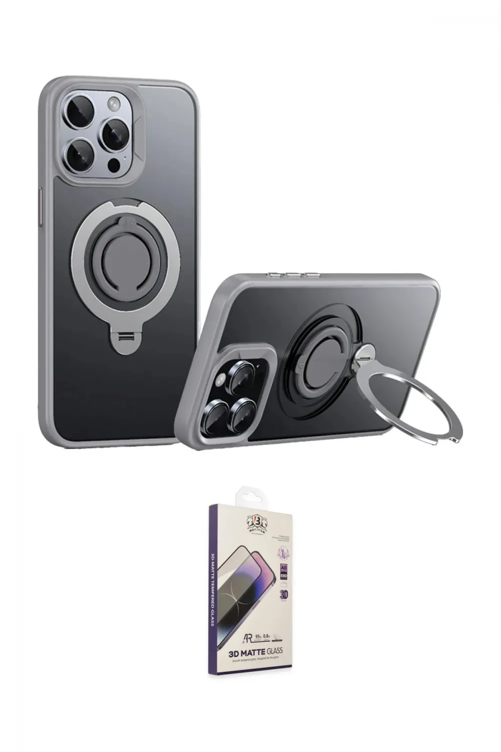 ieg™ iPhone 15 Pro Kılıf Zirve Çizgi Prime - Siyah Bilvis 3D Mat Cam Ekran Koruyucu