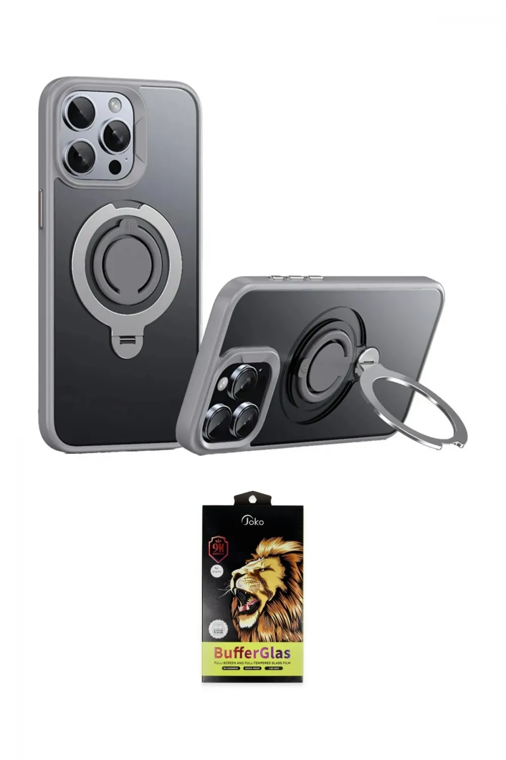ieg™ iPhone 15 Pro Kılıf Zirve Çizgi Prime - Siyah Buffer Cam Ekran Koruyucu