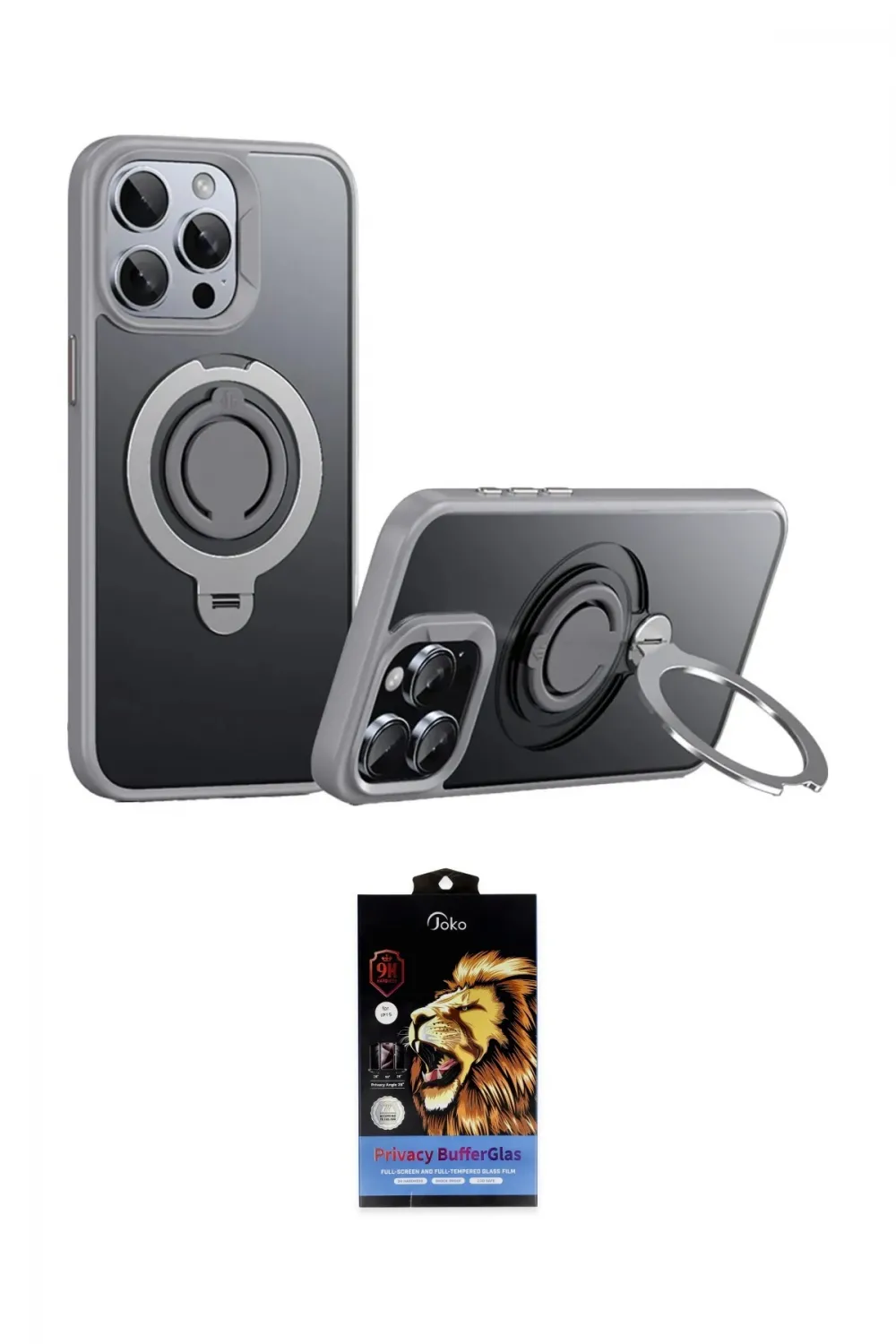 ieg™ iPhone 15 Pro Kılıf Zirve Çizgi Prime - Siyah Buffer Hayalet Cam Ekran Koruyucu