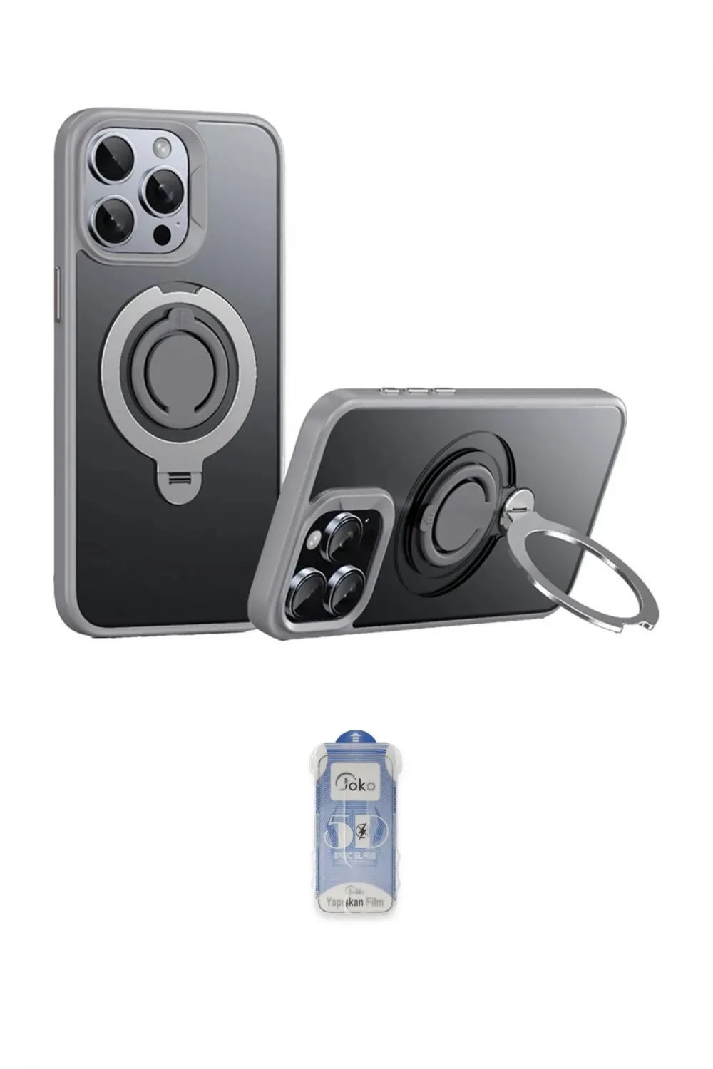 ieg™ iPhone 15 Pro Kılıf Zirve Çizgi Prime - Siyah Joko Magic 5D Cam