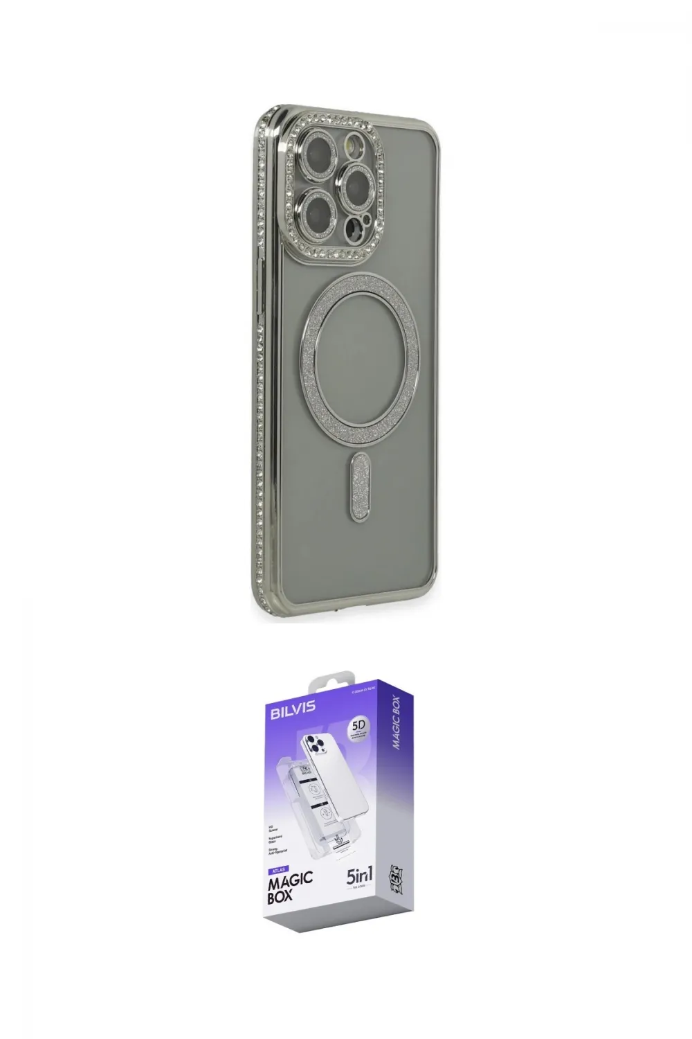 ieg™ iPhone 15 Pro Kılıf Zirve Doku Prime - Siyah Bilvis 5in1 3D Magic Cam Ekran Koruyucu