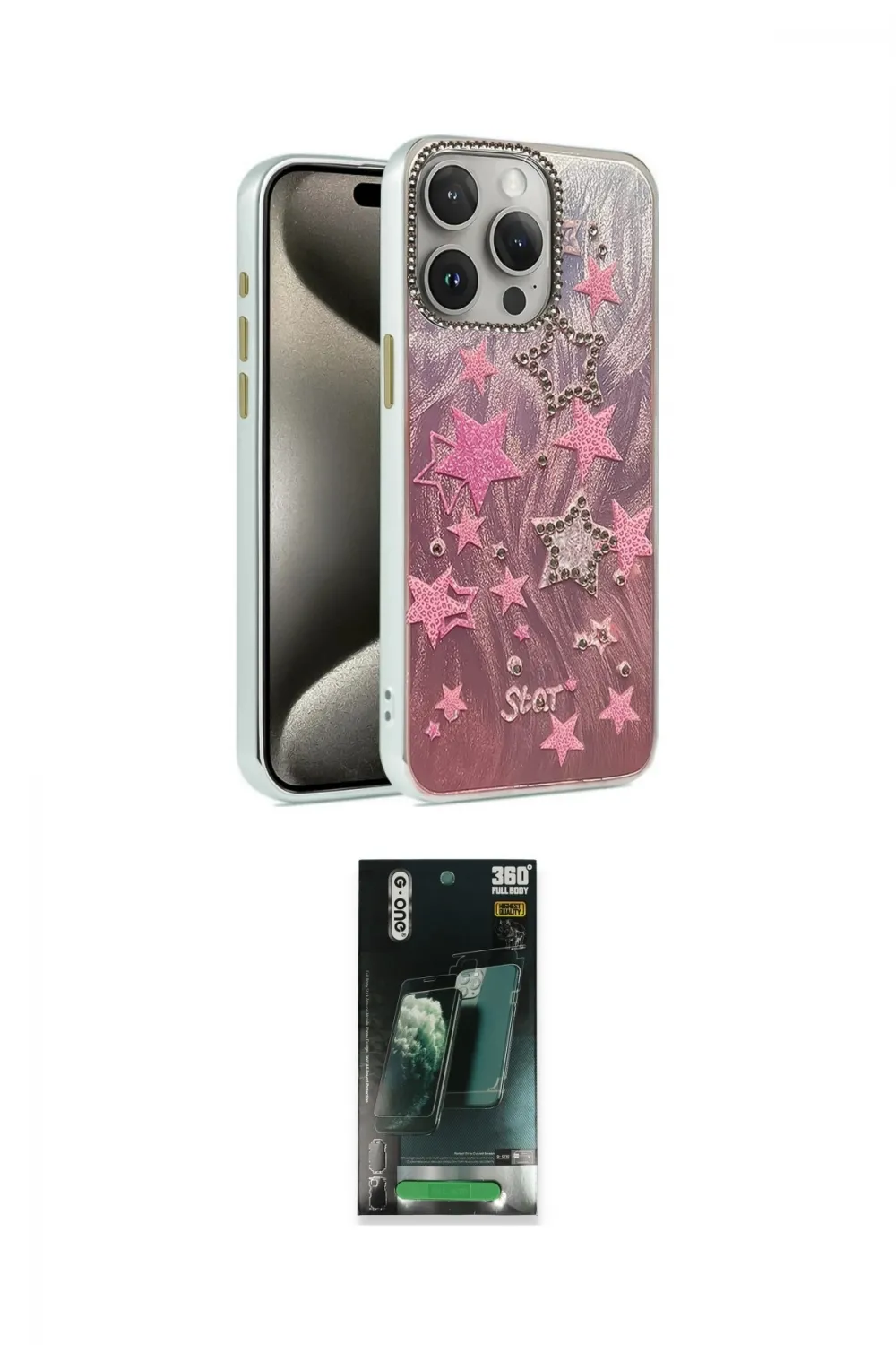 ieg™ iPhone 15 Pro Kılıf Zirve Modern Prime - Şeffaf 360 Full Body Arka Koruyucu