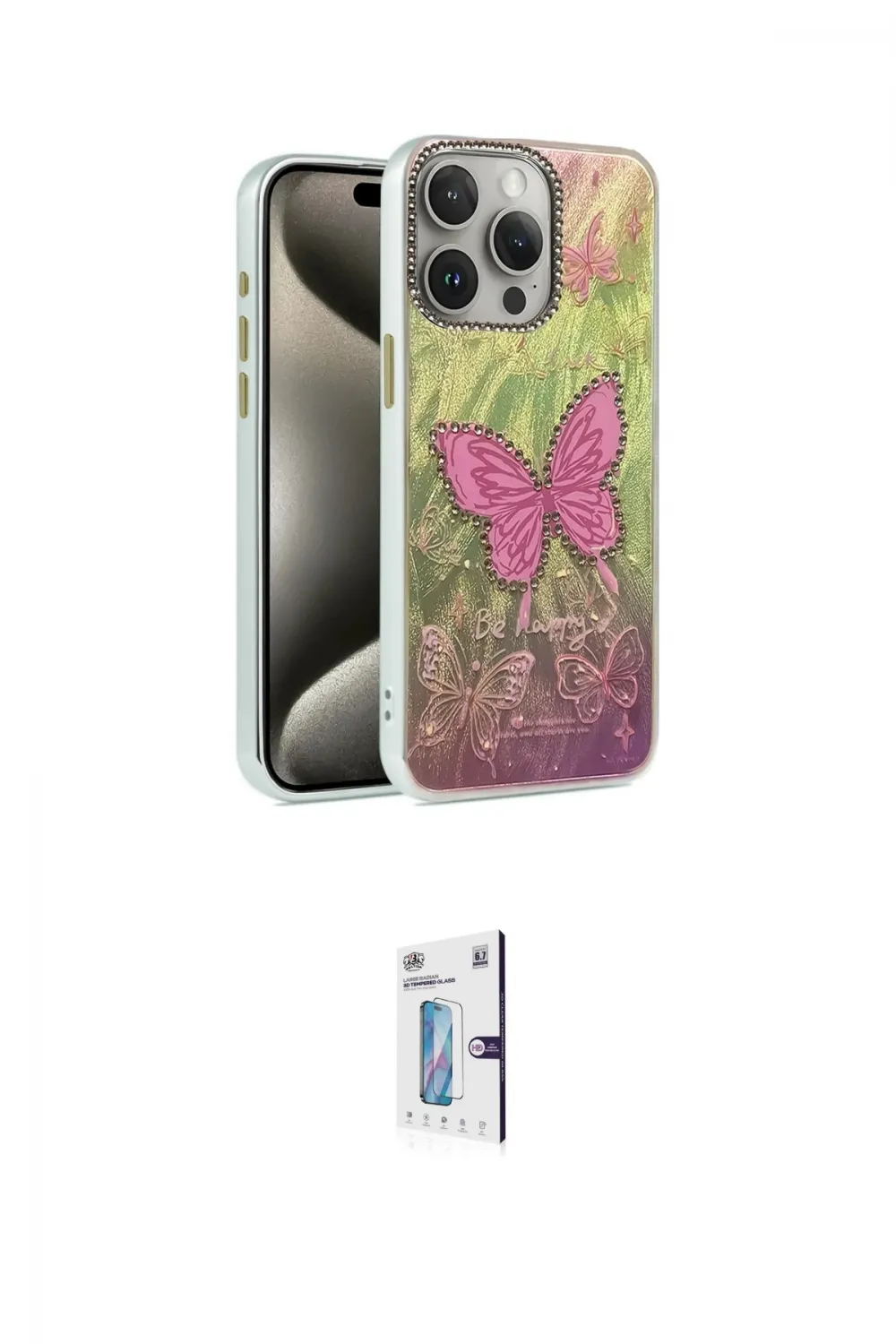 ieg™ iPhone 15 Pro Kılıf Zirve Modern Prime - Siyah Bilvis 0.18mm Plus Cam Ekran Koruyucu