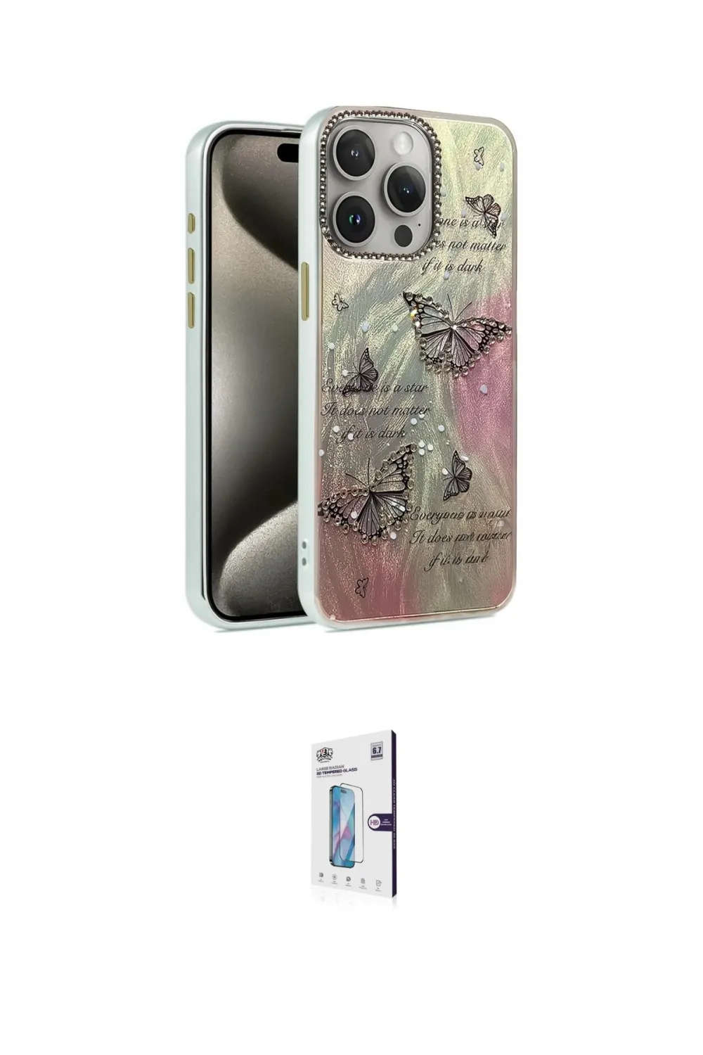 ieg™ iPhone 15 Pro Kılıf Zirve Modern Prime - Siyah Bilvis 0.18mm Plus Cam Ekran Koruyucu