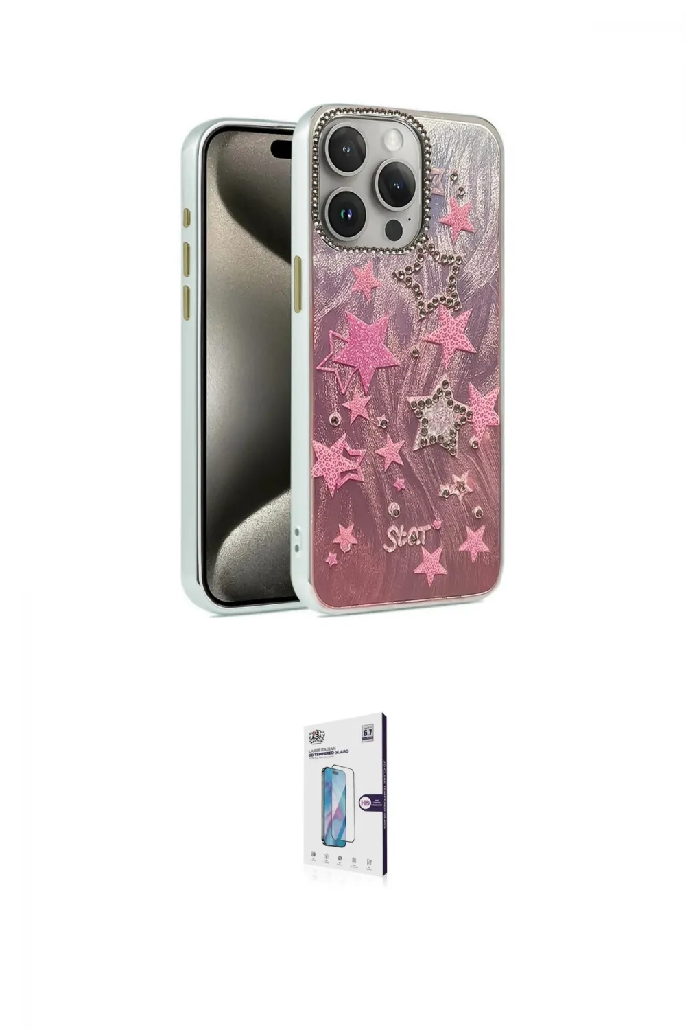 ieg™ iPhone 15 Pro Kılıf Zirve Modern Prime - Siyah Bilvis 0.18mm Plus Cam Ekran Koruyucu
