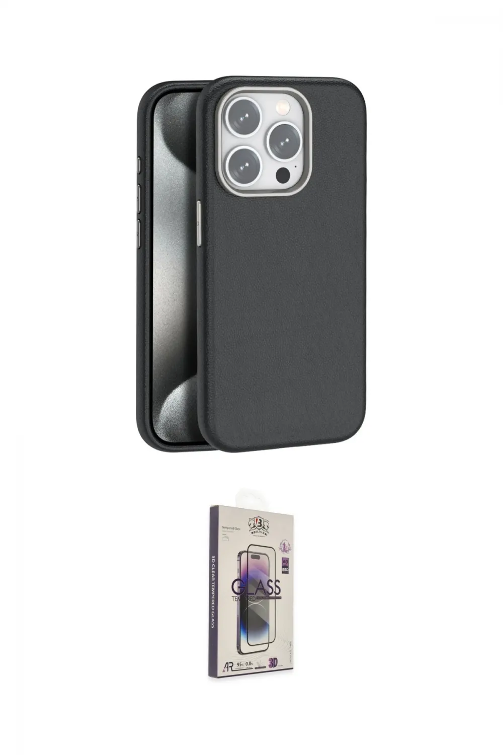 ieg™ iPhone 15 Pro Kılıf Zirve Modern Prime - Siyah Bilvis 3D Cam Ekran Koruyucu