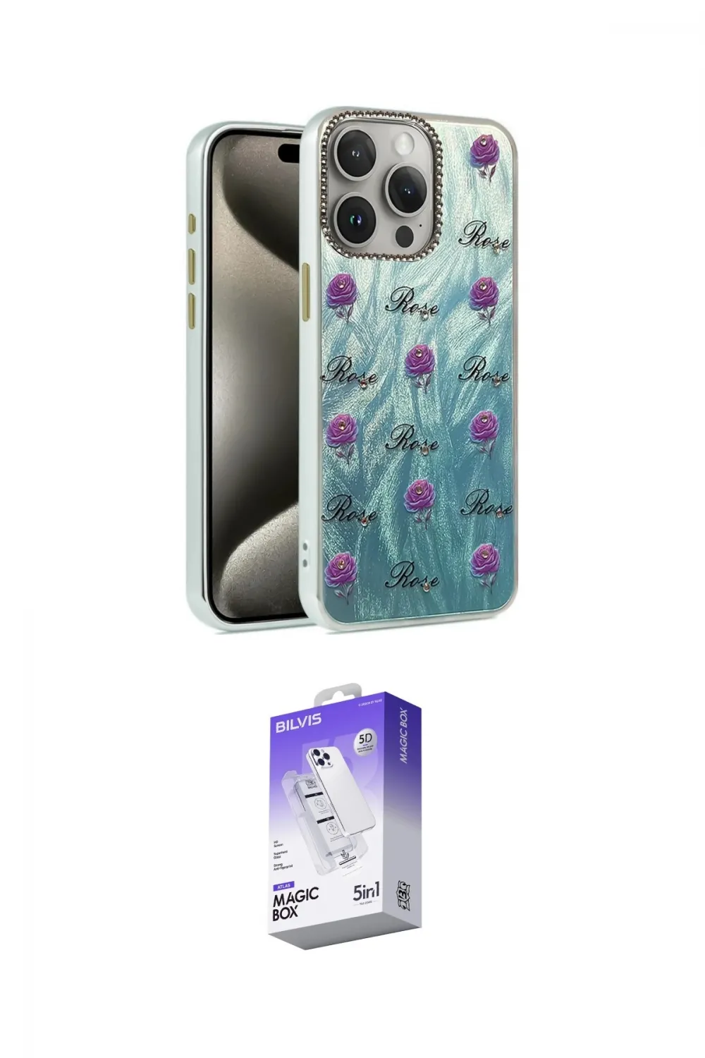 ieg™ iPhone 15 Pro Kılıf Zirve Modern Prime - Siyah Bilvis 5in1 3D Magic Cam Ekran Koruyucu