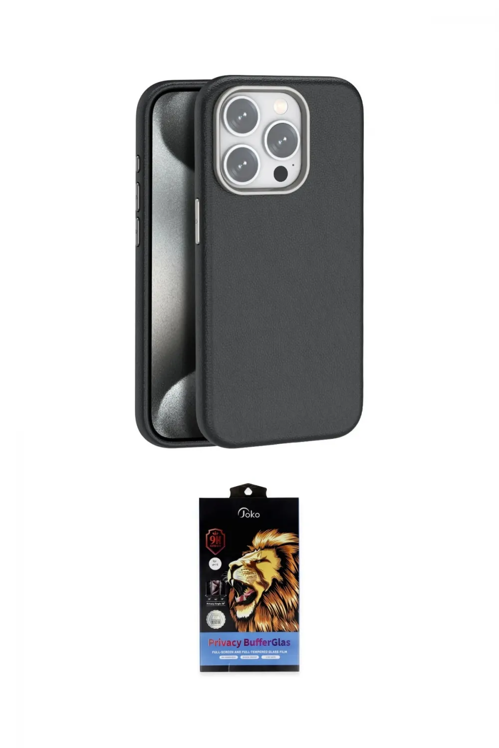 ieg™ iPhone 15 Pro Kılıf Zirve Modern Prime - Siyah Buffer Hayalet Cam Ekran Koruyucu