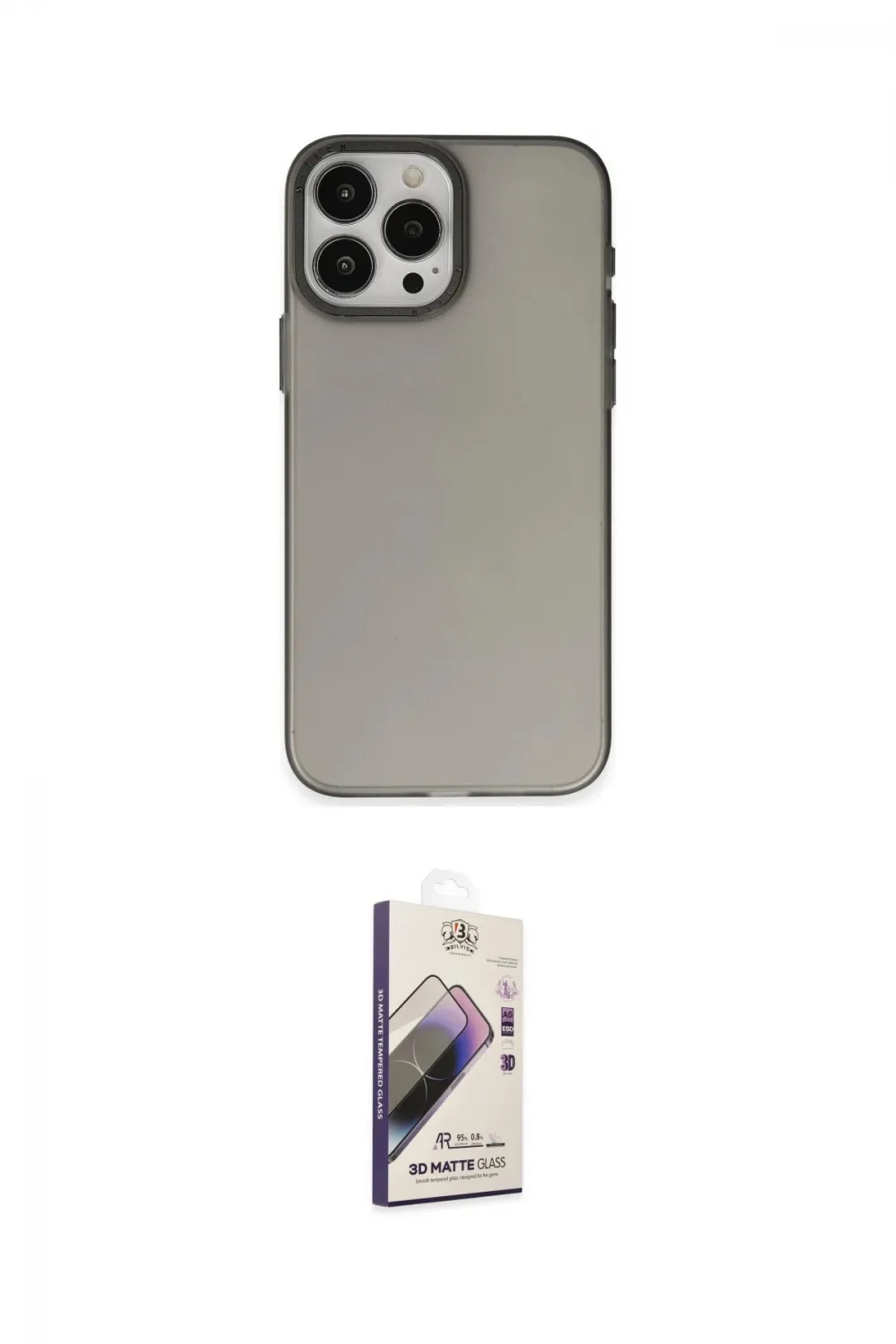 ieg™ iPhone 15 Pro Max Kılıf Ahenk Çizgi Prime - Siyah Bilvis 3D Mat Cam Ekran Koruyucu