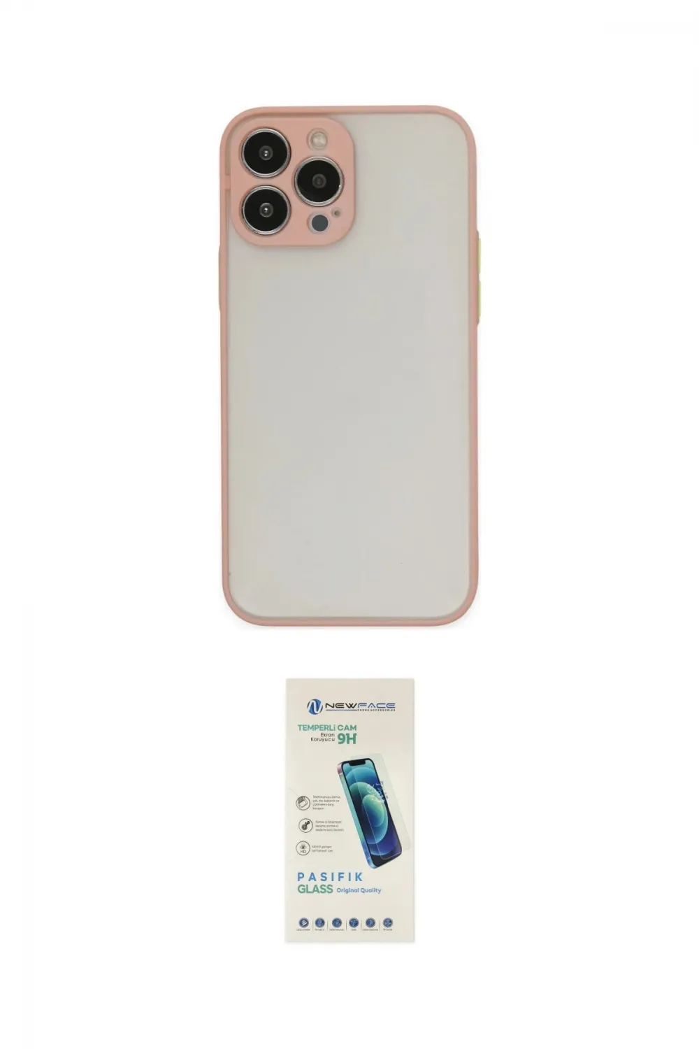 ieg™ iPhone 15 Pro Max Kılıf Ahenk Çizgi Serisi - Şeffaf Pasifik Cam Ekran Koruyucu