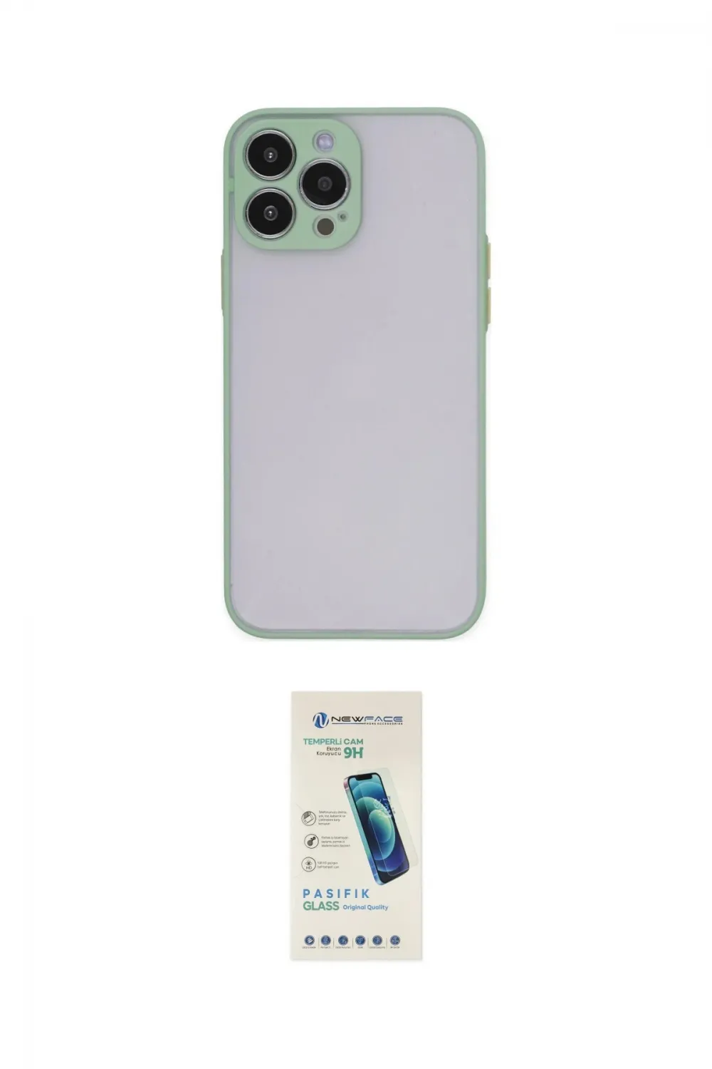 ieg™ iPhone 15 Pro Max Kılıf Ahenk Çizgi Serisi - Şeffaf Pasifik Cam Ekran Koruyucu
