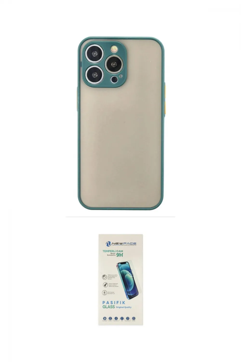 ieg™ iPhone 15 Pro Max Kılıf Ahenk Çizgi Serisi - Şeffaf Pasifik Cam Ekran Koruyucu