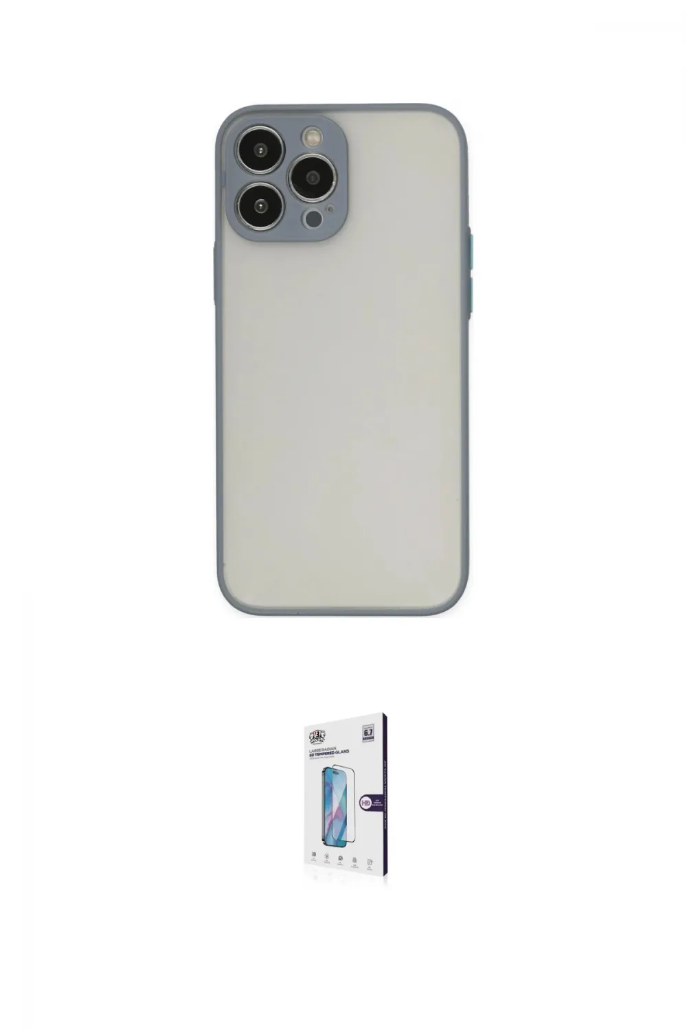 ieg™ iPhone 15 Pro Max Kılıf Ahenk Çizgi Serisi - Siyah Bilvis 0.18mm Plus Cam Ekran Koruyucu