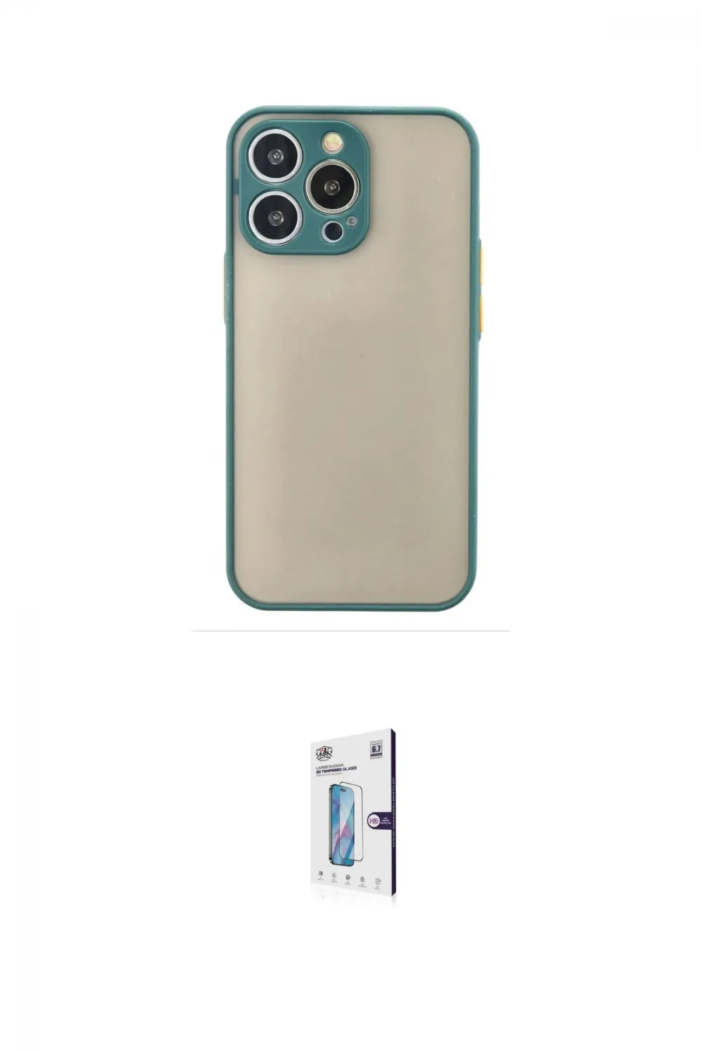 ieg™ iPhone 15 Pro Max Kılıf Ahenk Çizgi Serisi - Siyah Bilvis 0.18mm Plus Cam Ekran Koruyucu
