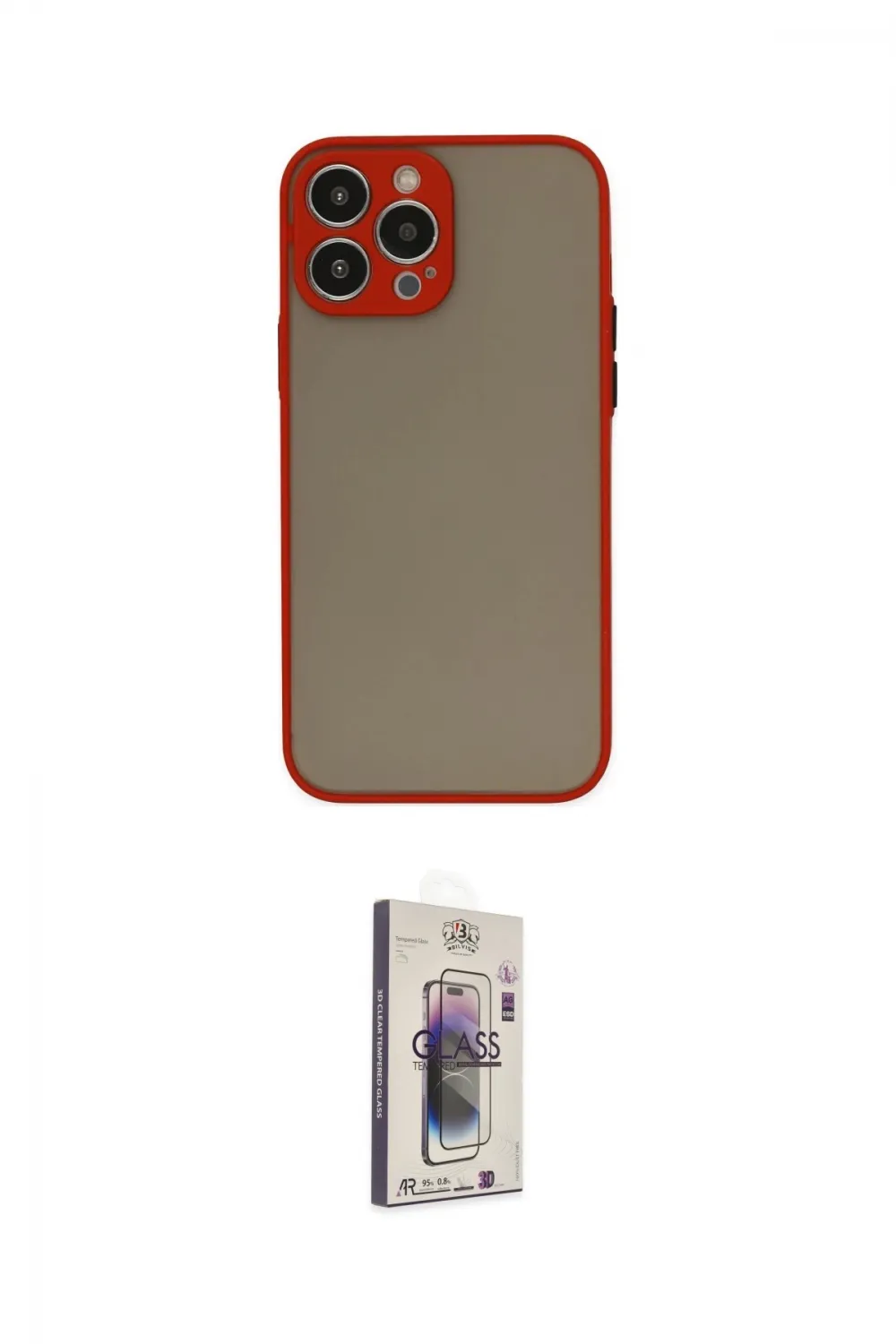 ieg™ iPhone 15 Pro Max Kılıf Ahenk Çizgi Serisi - Siyah Bilvis 3D Cam Ekran Koruyucu