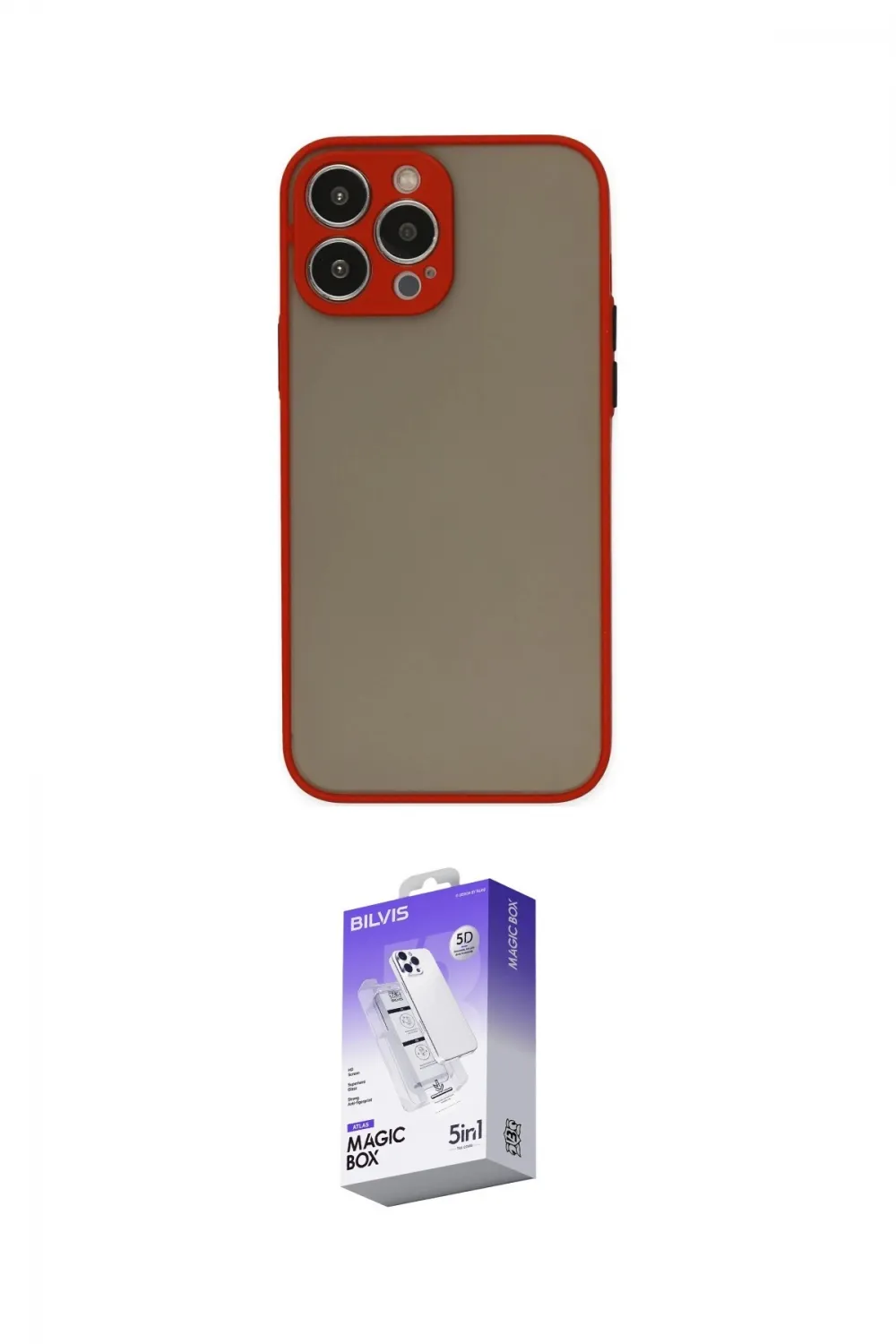 ieg™ iPhone 15 Pro Max Kılıf Ahenk Çizgi Serisi - Siyah Bilvis 5in1 3D Magic Cam Ekran Koruyucu