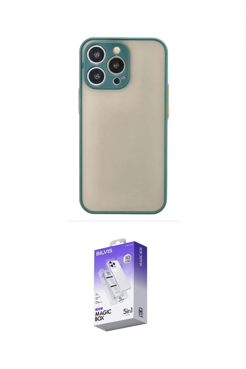 ieg™ iPhone 15 Pro Max Kılıf Ahenk Çizgi Serisi - Siyah Bilvis 5in1 3D Magic Cam Ekran Koruyucu