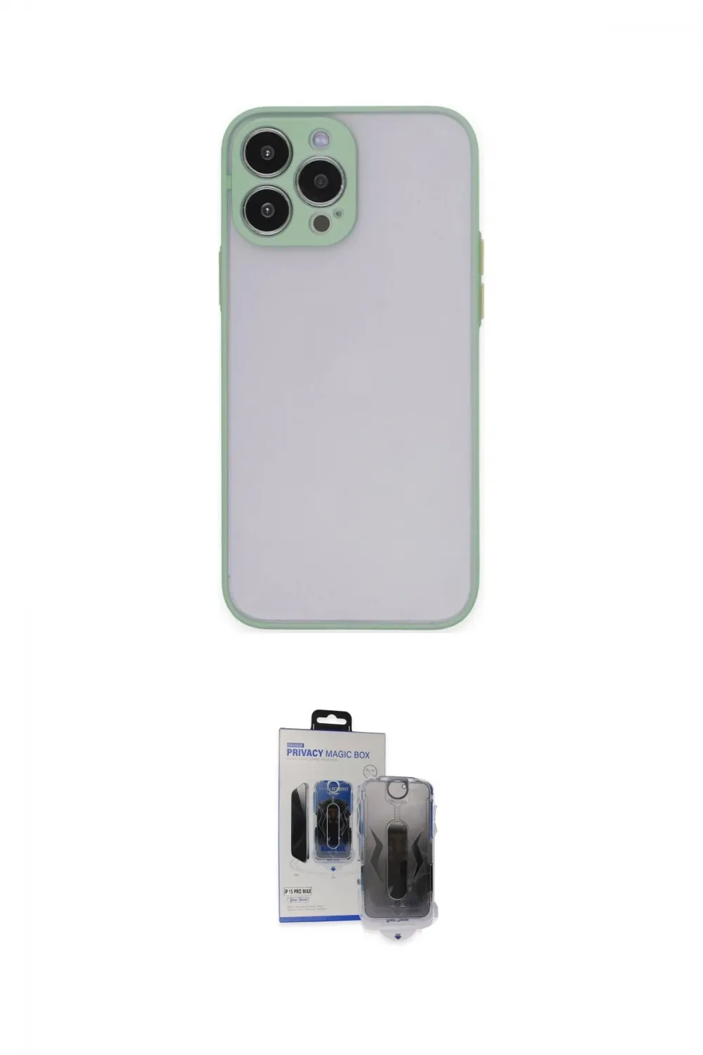 ieg™ iPhone 15 Pro Max Kılıf Ahenk Çizgi Serisi - Siyah Vanessa Magic Hayalet Cam