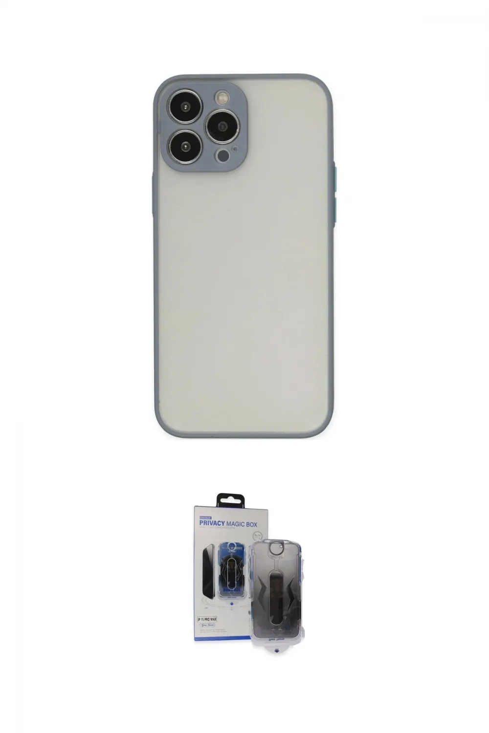 ieg™ iPhone 15 Pro Max Kılıf Ahenk Çizgi Serisi - Siyah Vanessa Magic Hayalet Cam