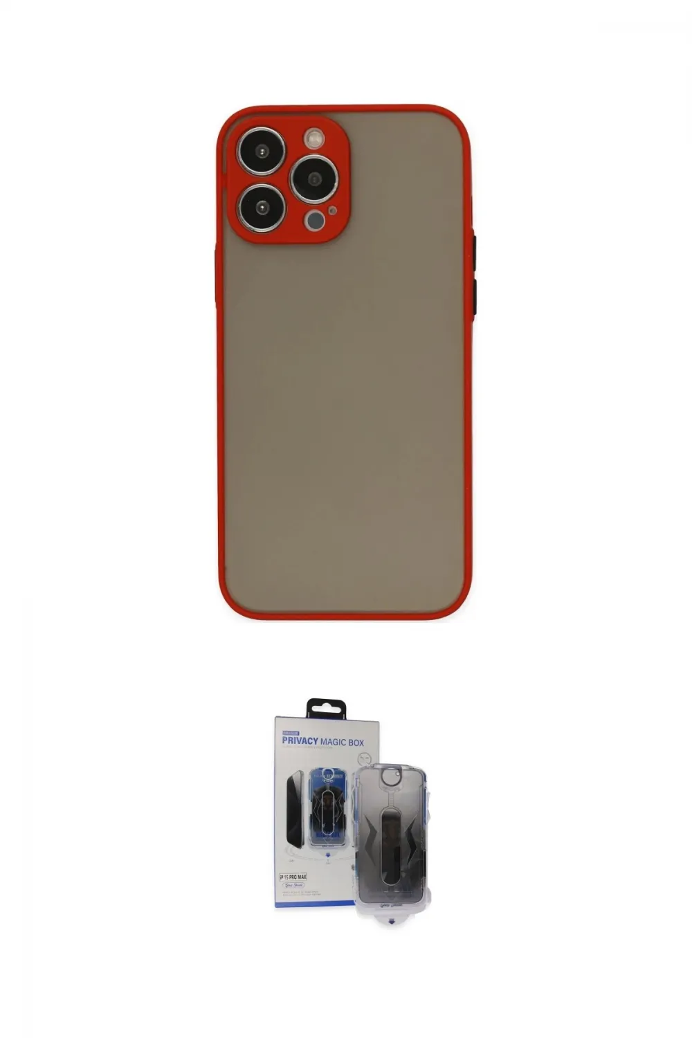 ieg™ iPhone 15 Pro Max Kılıf Ahenk Çizgi Serisi - Siyah Vanessa Magic Hayalet Cam