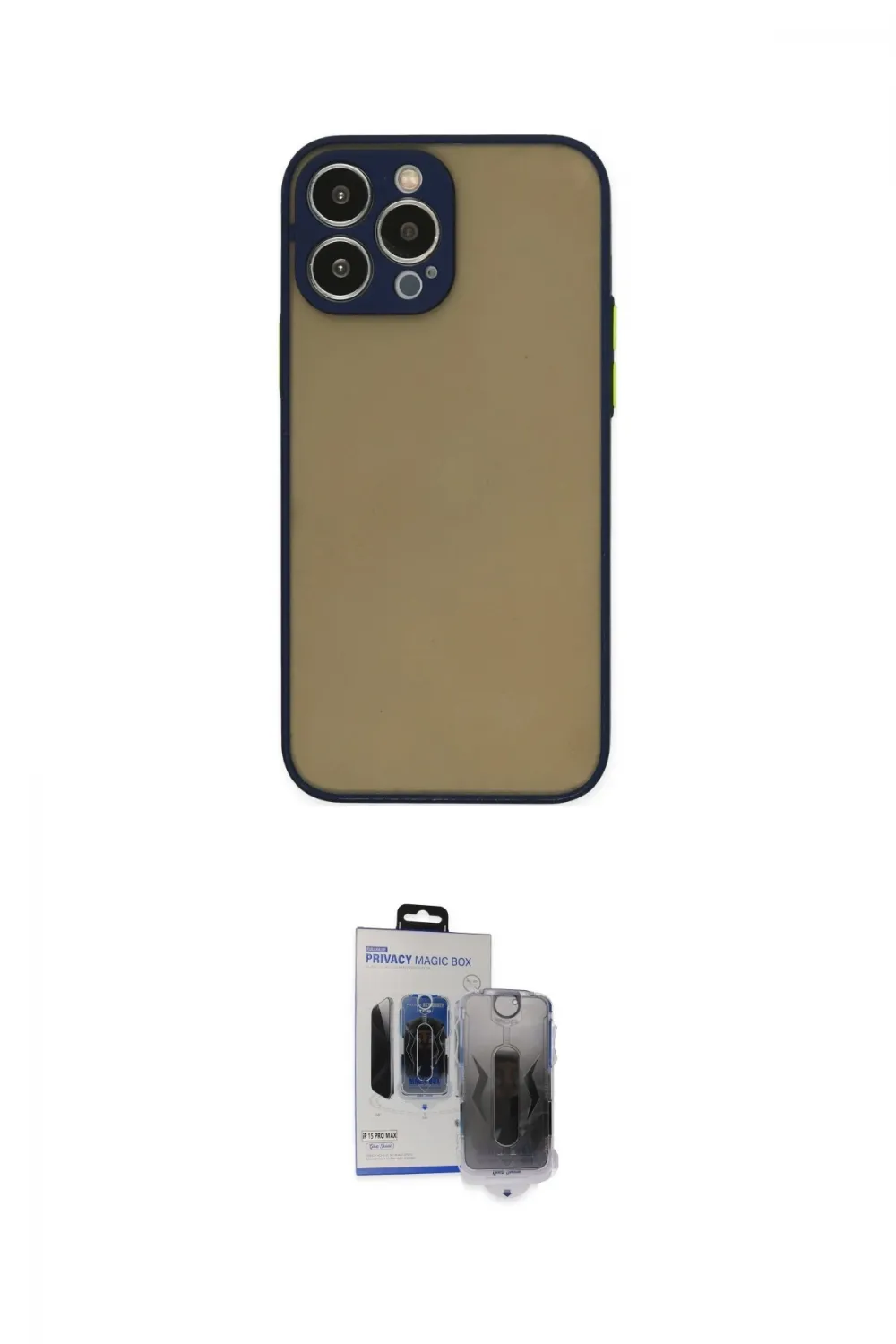 ieg™ iPhone 15 Pro Max Kılıf Ahenk Çizgi Serisi - Siyah Vanessa Magic Hayalet Cam