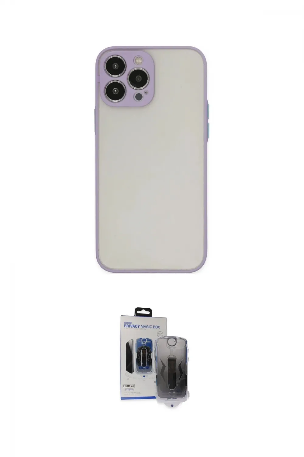ieg™ iPhone 15 Pro Max Kılıf Ahenk Çizgi Serisi - Siyah Vanessa Magic Hayalet Cam